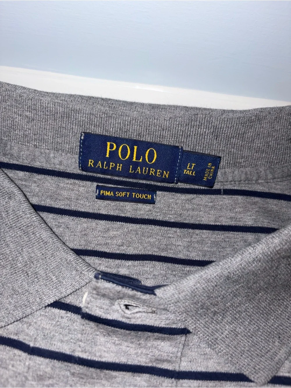 Ralph Lauren Gray Polo with Navy Stripes